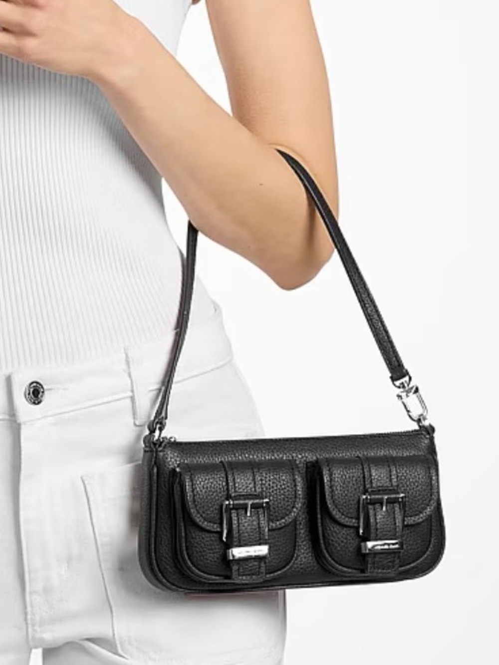 Michael Kors Black Pebbled Leather Mini Shoulder Bag